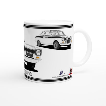 Ford Escort Mk1 Mexico in White & Black Art Mug