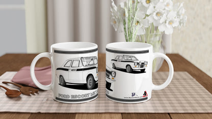 Ford Escort Mk1 Mexico in White & Black Art Mug