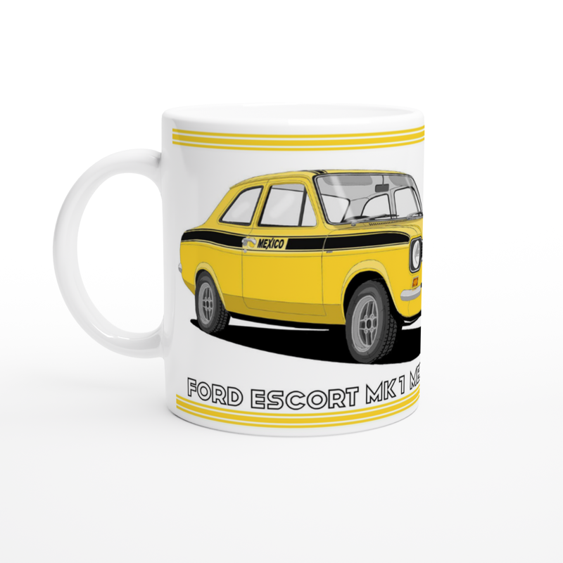 Ford Escort Mk1 Mexico in Yellow Art Mug