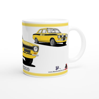 Ford Escort Mk1 Mexico in Yellow Art Mug