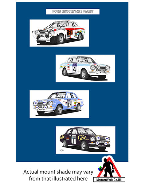 Ford Escort Mk1 Rally cars A4 Art Print