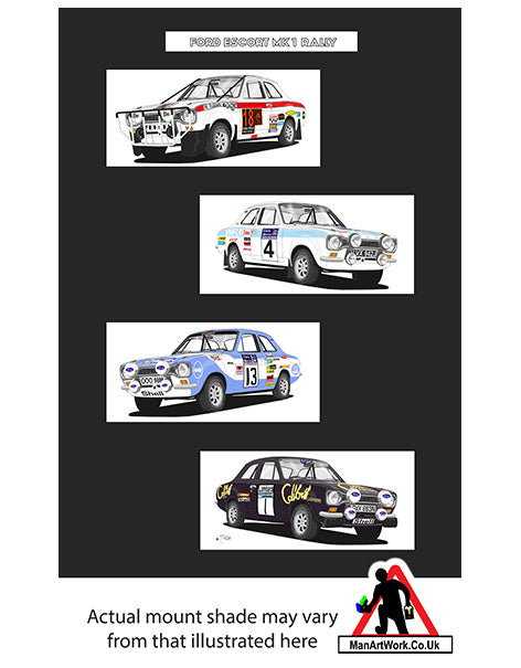 Ford Escort Mk1 Rally cars A4 Art Print