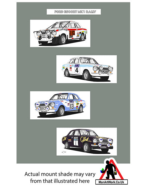 Ford Escort Mk1 Rally cars A4 Art Print