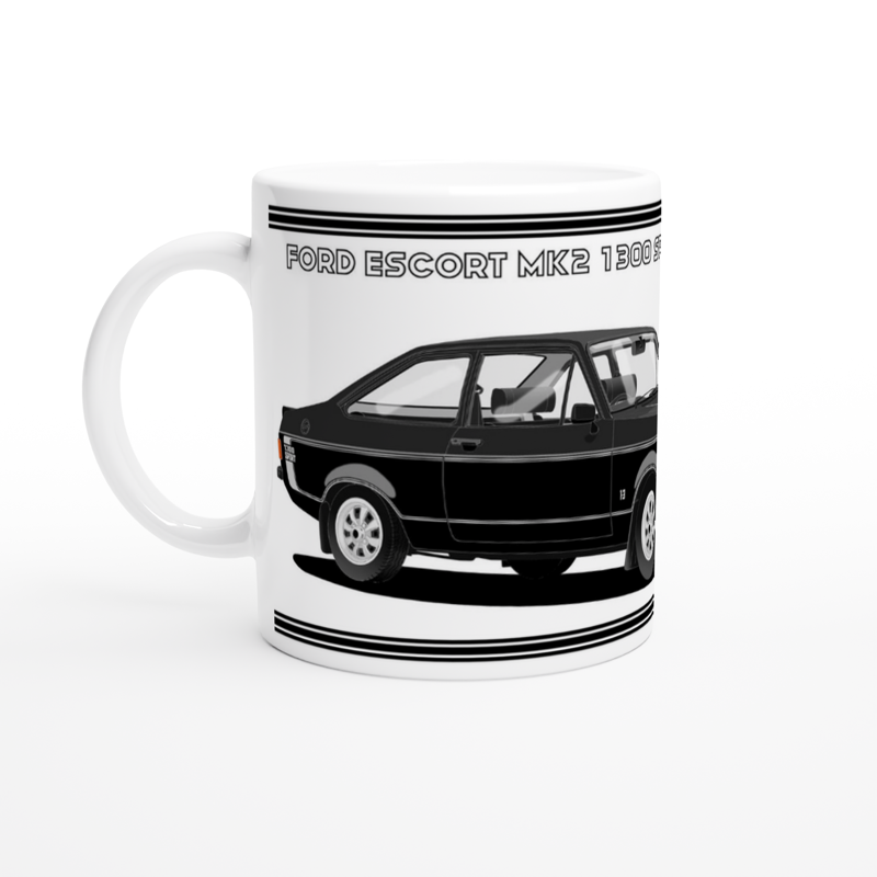 Ford Escort Mk2 1300 Sport in Black Art Mug