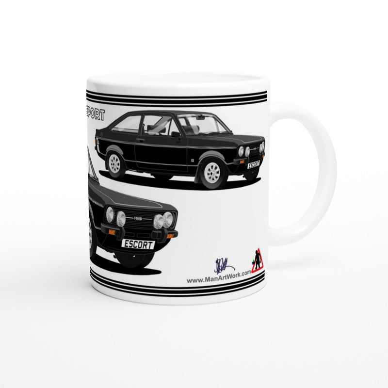 Ford Escort Mk2 1300 Sport in Black Art Mug