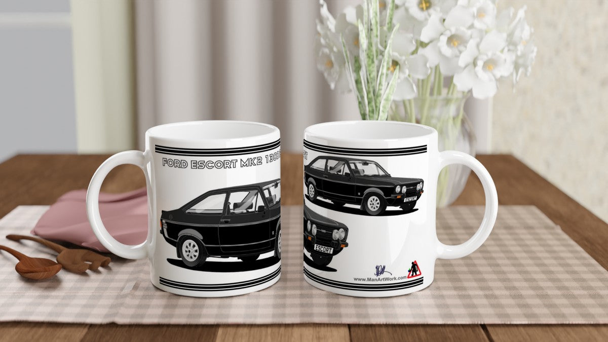 Ford Escort Mk2 1300 Sport in Black Art Mug