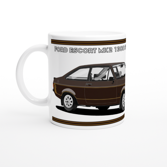 Ford Escort Mk2 1300 Sport in Brown Art Mug