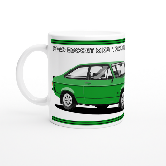 Ford Escort Mk2 1300 Sport in Green  Art Mug