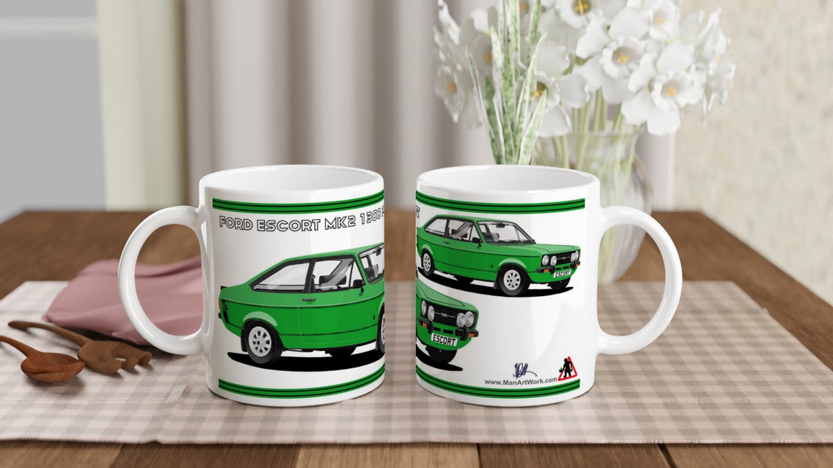 Ford Escort Mk2 1300 Sport in Green  Art Mug