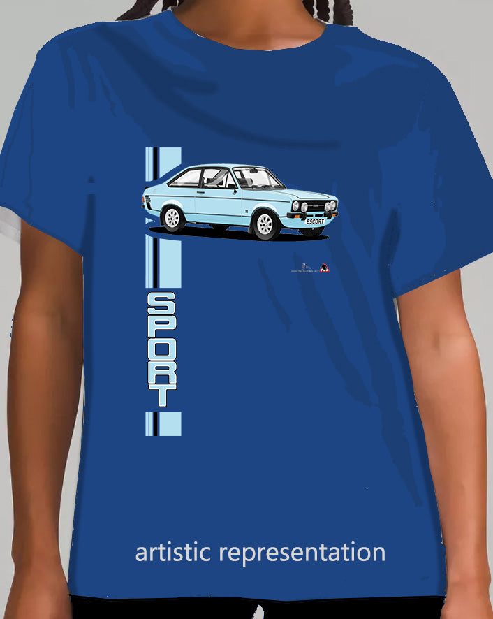 Ford Escort Mk2 1300 Sport in Light Blue T Shirt