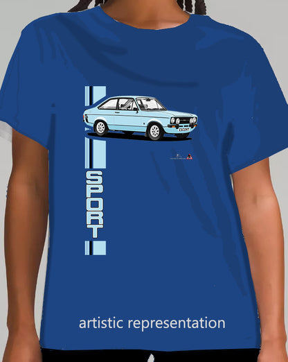 Ford Escort Mk2 1300 Sport in Light Blue T Shirt