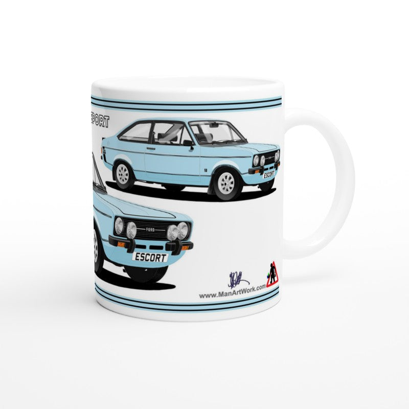 Ford Escort Mk2 1300 Sport in Light Blue Art Mug