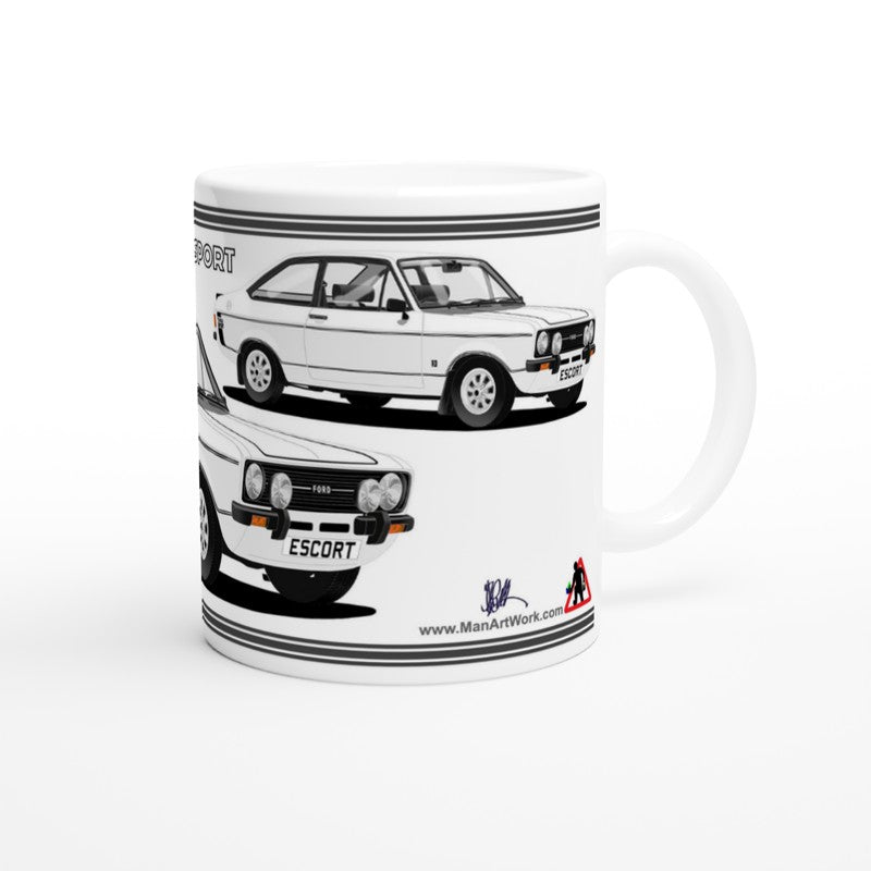 Ford Escort Mk2 1300 Sport in White Art Mug