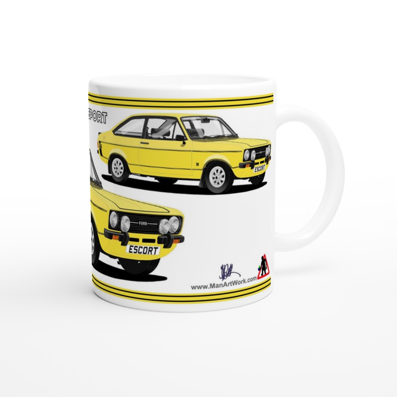 Ford Escort Mk2 1300 Sport in Yellow Art Mug