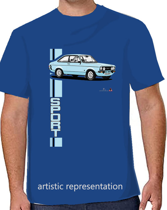 Ford Escort Mk2 1600 Sport in Light Blue T Shirt