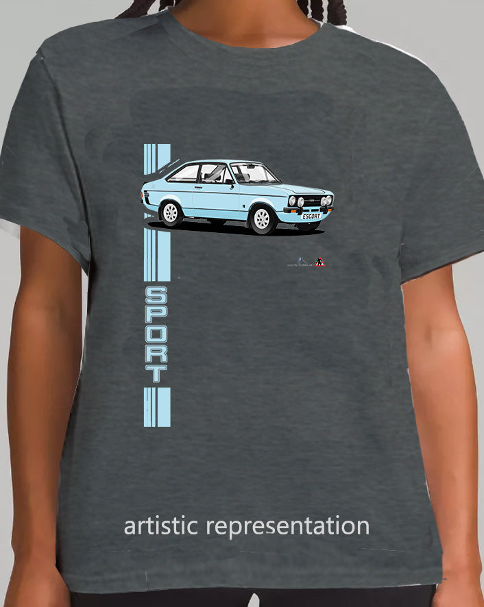 Ford Escort Mk2 1600 Sport in Light Blue T Shirt