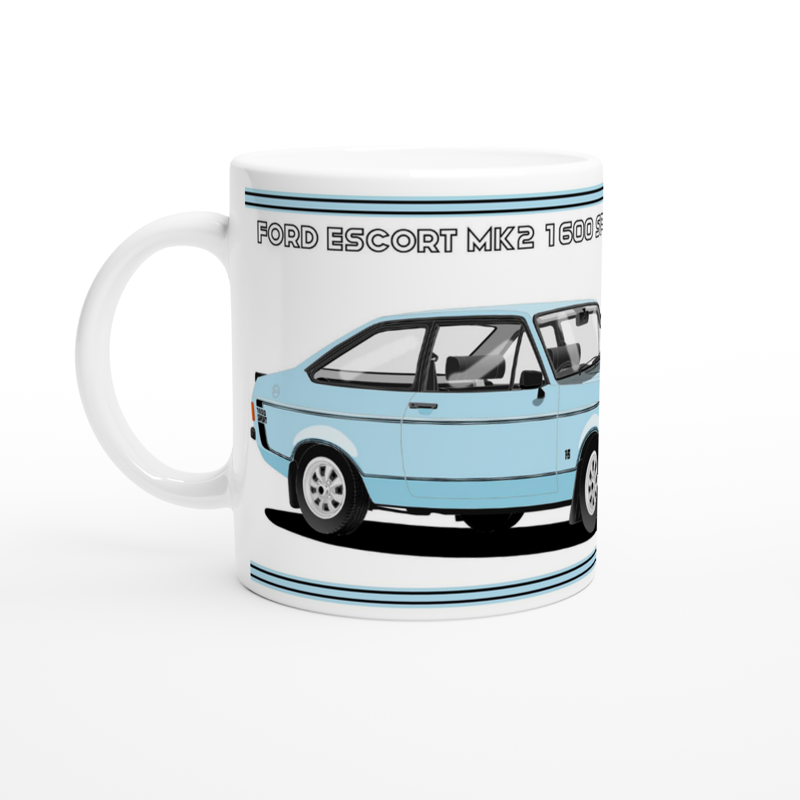 Ford Escort Mk2 1600 Sport in Light Blue Art Mug