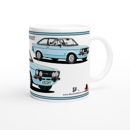 Ford Escort Mk2 1600 Sport in Light Blue Art Mug