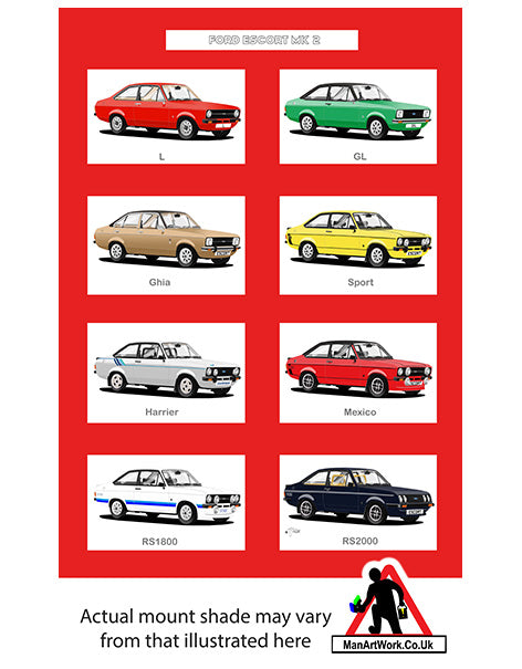 Ford Escort Mk2 A4 Art Print