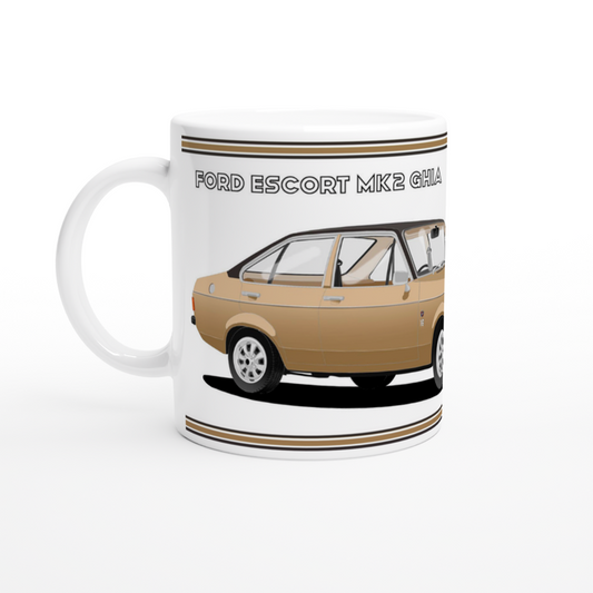 Ford Escort Mk2 in Bronze/Gold Art Mug