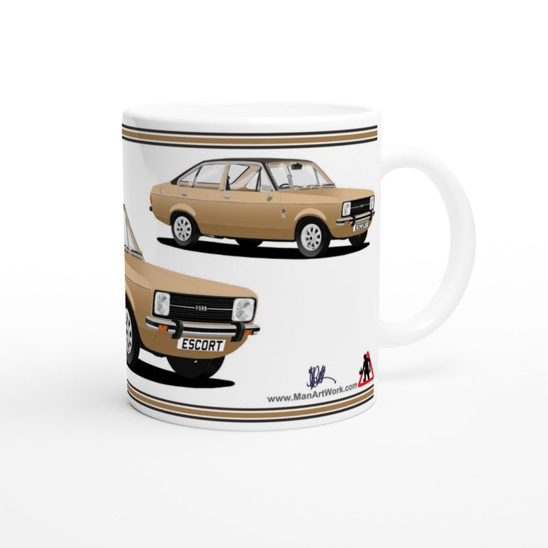 Ford Escort Mk2 in Bronze/Gold Art Mug