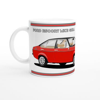 Ford Escort Mk2 Ghia in Red Art Mug