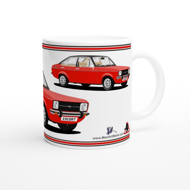 Ford Escort Mk2 Ghia in Red Art Mug