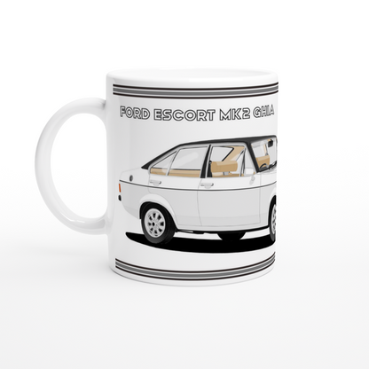 Ford Escort Mk2 Ghia in White Art Mug