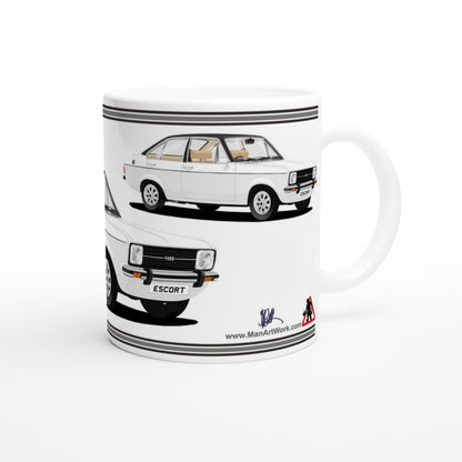 Ford Escort Mk2 Ghia in White Art Mug