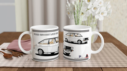 Ford Escort Mk2 Ghia in White Art Mug