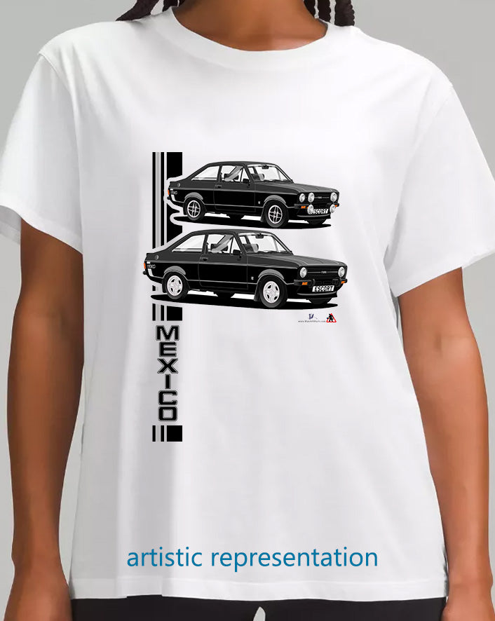 Ford Escort Mk2  Mexico T Shirt (Black Car)