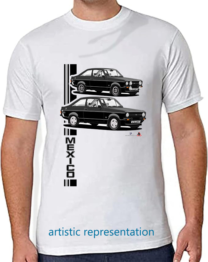 Ford Escort Mk2  Mexico T Shirt (Black Car)