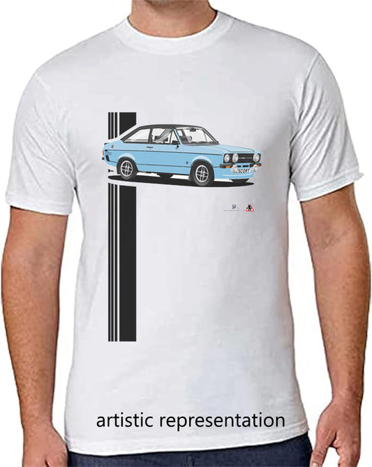 Ford Escort Mk2  Mexico T Shirt (Blue Car)