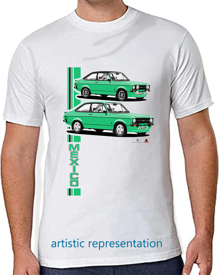 Ford Escort Mk2 Mexico T Shirt (Green Car)