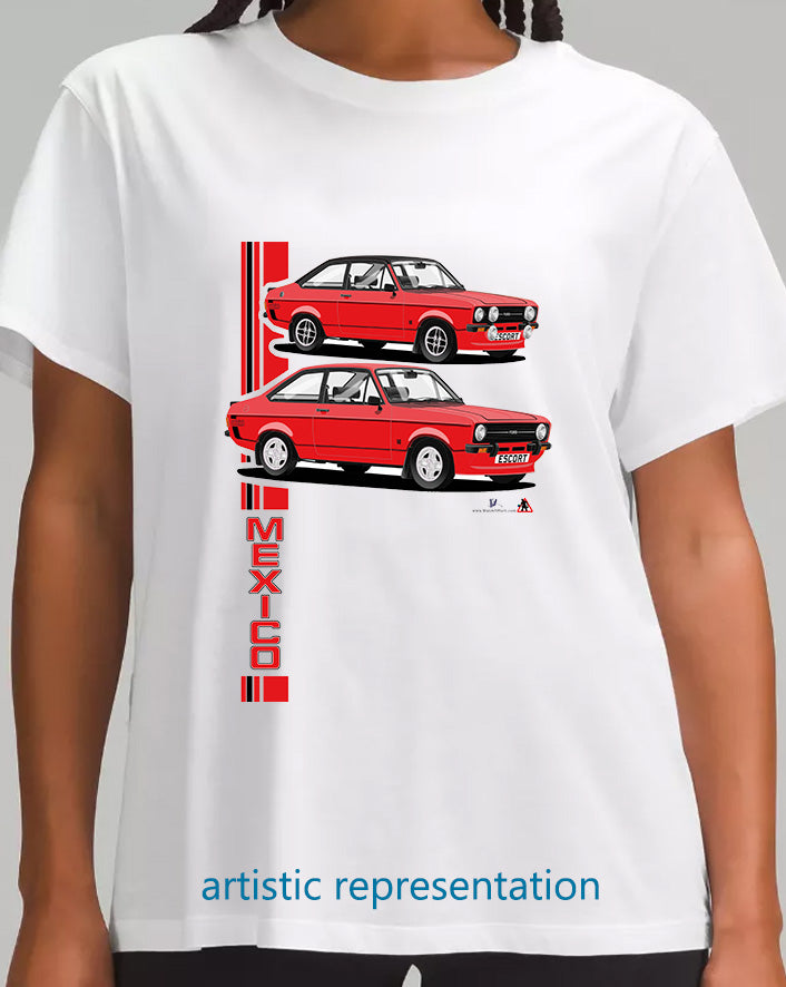 Ford Escort Mk2 Mexico T Shirt (Red Car)