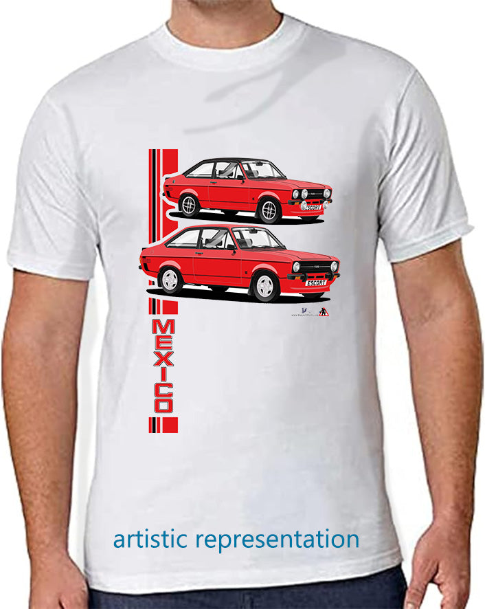Ford Escort Mk2 Mexico T Shirt (Red Car)