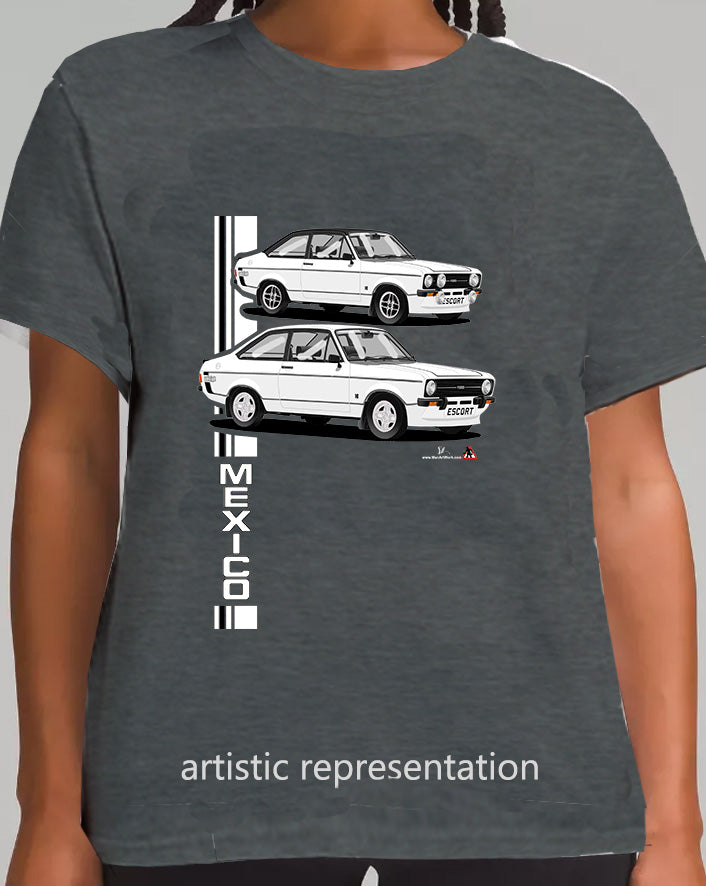 Ford Escort Mk2 Mexico T Shirt (White Car)