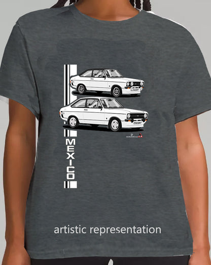 Ford Escort Mk2 Mexico T Shirt (White Car)
