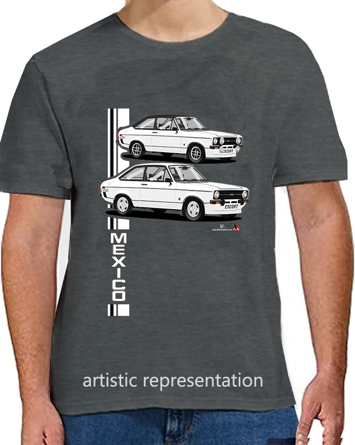 Ford Escort Mk2 Mexico T Shirt (White Car)