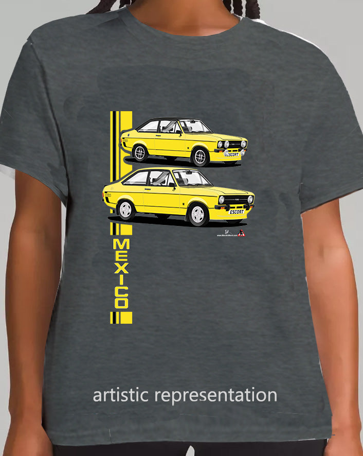 Ford Escort Mk2 Mexico T Shirt (Yellow Car)