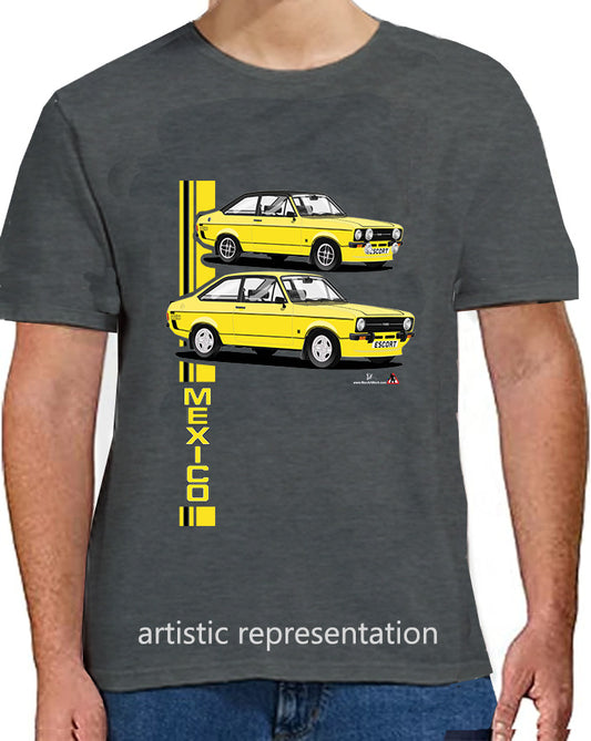 Ford Escort Mk2 Mexico T Shirt (Yellow Car)