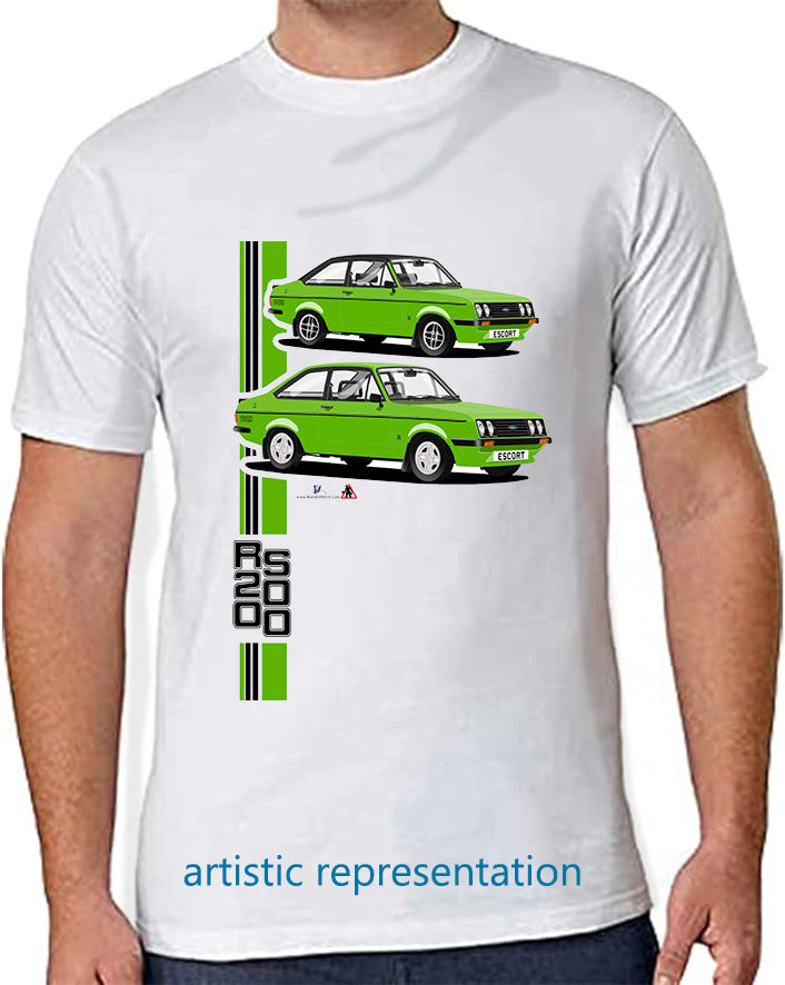 Ford Escort Mk2 RS2000 T Shirt (Bright Green Car)