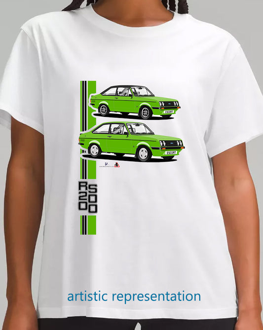 Ford Escort Mk2 RS2000 T Shirt (Bright Green Car)