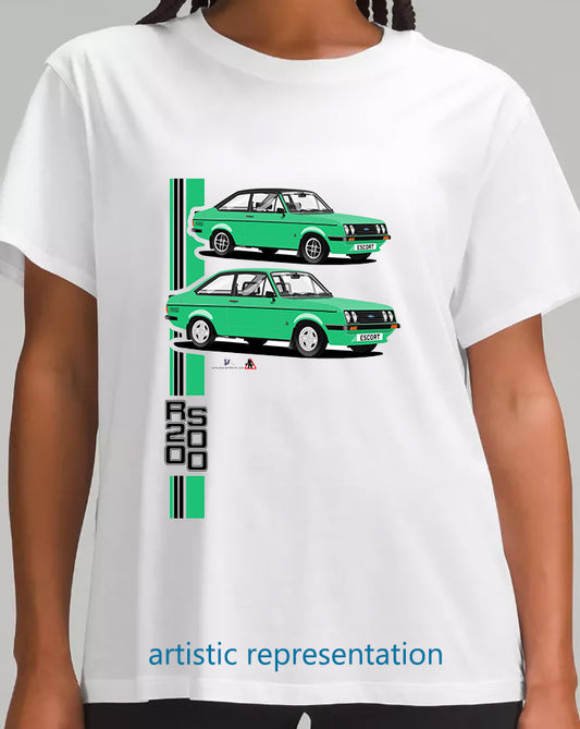 Ford Escort Mk2 RS2000 T Shirt (Sporty Green Car)