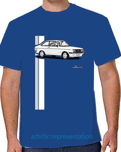 Ford Escort Mk2 RS2000 White on Blue T Shirt