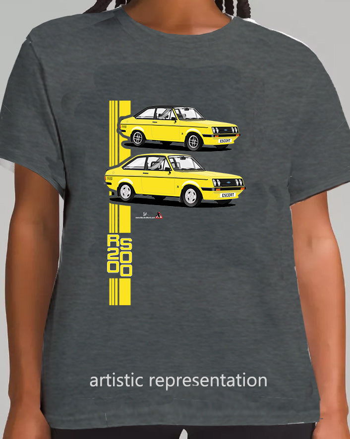 Ford Escort Mk2 RS2000 T Shirt (Yellow Car)