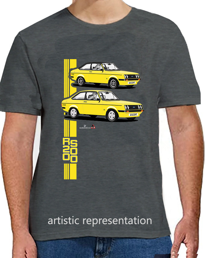 Ford Escort Mk2 RS2000 T Shirt (Yellow Car)