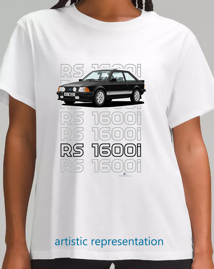 Ford Escort Mk3 RS1600i Art T Shirt in Black (Words)