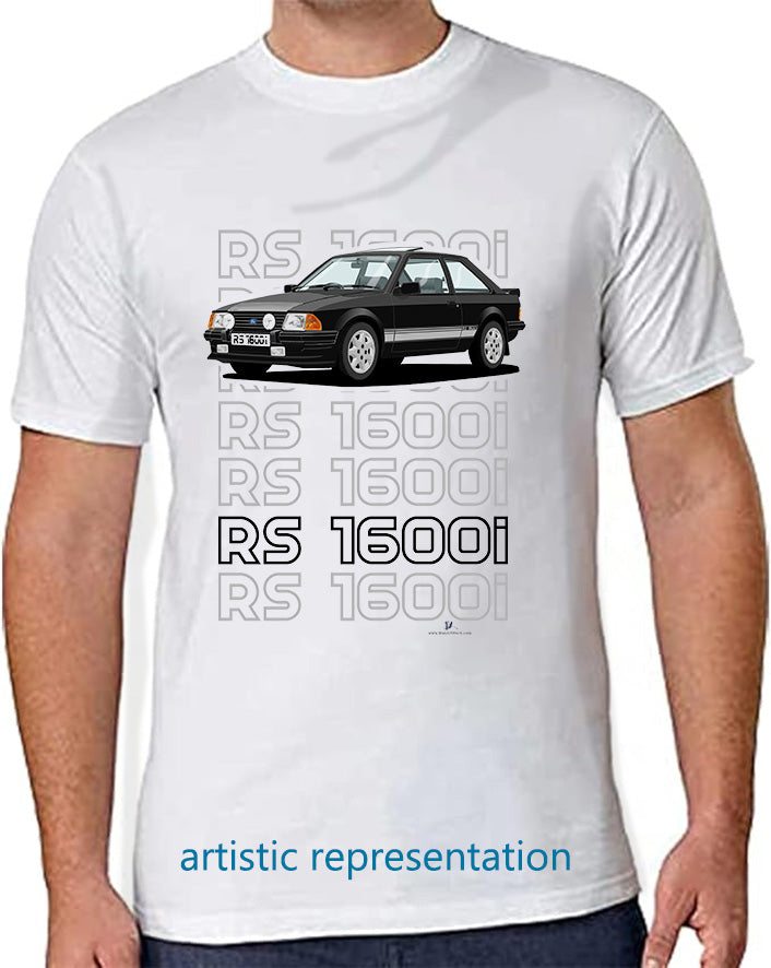 Ford Escort Mk3 RS1600i Art T Shirt in Black (Words)