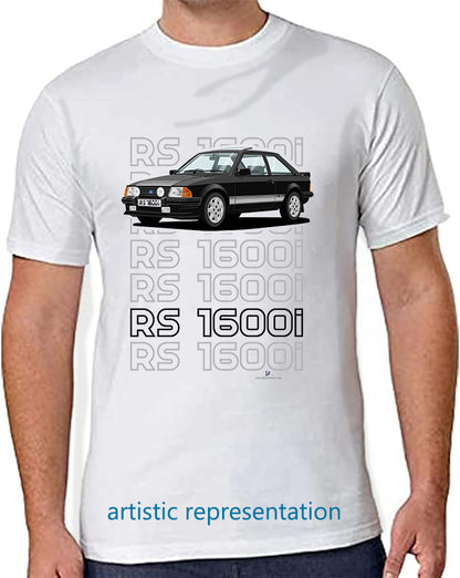Ford Escort Mk3 RS1600i Art T Shirt in Black (Words)